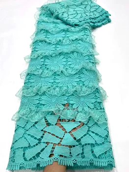 Nijerya Dantel Kumaş 2021 Yüksek Kaliteli Su Souble Kordon Dantel Kumaşlar Dikiş 3D Afrika Dantel Kumaş düğün elbisesi ND5010