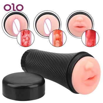 OLO Erkek mastürbasyon kupası Gerçekçi Vajina Anal Ağız Oral Uçak Fincan mastürbasyon için seks oyuncakları Erkekler için Yetişkin Ürünleri