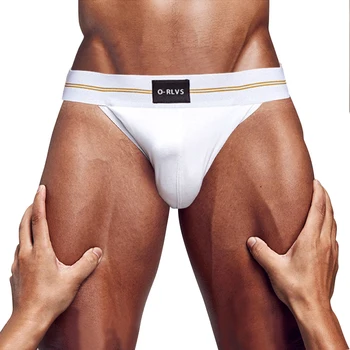 ORLVS Külot Erkek Dikişsiz Kalça Tasarım Erkek Underwaer Süper Büyük Geniş 5 cm Elastik Bant Bağımsız Codpiece Erkek kısa pantolon
