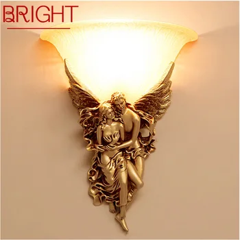 PARLAK melek duvar lambaları LED altın yaratıcı tasarım reçine aplik 3 renk ışıkları ev oturma odası yatak odası için
