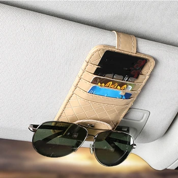 Pu Deri Araba Güneşlik Noktası cep düzenleyici kılıf çanta Kart Gözlük Depolama Tutucu Araba İç Organizatör Depolama Aksesuarları