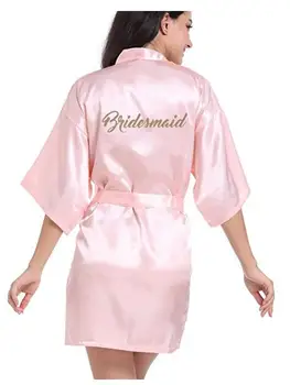 RB91 of 2017 Moda Ipek Gelin Anne Robe ıle Altın Mektup Seksi Kadın Kısa Saten Düğün Kimono Pijama Hazır Olsun elbiseler