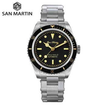 San Martin SN004-G erkek saati 38mm Dalgıç 6200 Retro Su Hayalet İzle Safir NH35 Otomatik Mekanik Vintage saatler 20Bar