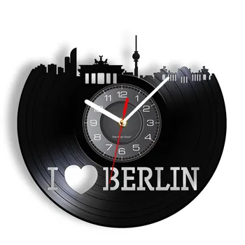 Seviyorum Berlin Vinil Kayıt duvar saati Almanya Sermaye Cityscape Berline Skyline Sanat Vinil Diskler Zanaat Alman Seyahat Hatıra