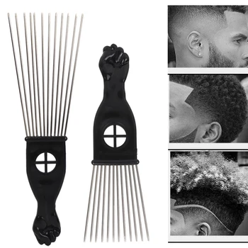 Siyah Metal Afrika Amerikan Pick Tarak Eklemek Çatal Saç Fırçası Kıvırcık Afro Saç Şekillendirici Araçları
