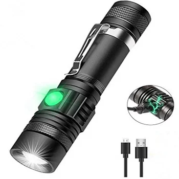 Su geçirmez süper parlak LED el feneri USB Şarj Edilebilir Klip Acil Flaş ışıklı fener T6 Güç Zumlanabilir bisiklet ışığı 18650
