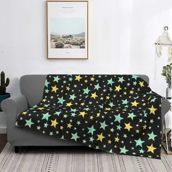 Teal Sarı Ombre Glitter Yıldız Battaniye Parlak Gökyüzü Pırıltı Peluş Sıcak Yumuşak FlannelFleece Atmak Battaniye kanepe yatak örtüsü İçin kapak