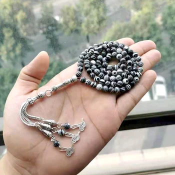 Tesbih 99 boncuk siyah malakit Taş müslüman misbaha hediye ramazan tespihler Eid mubarak İslam aksesuarları tespih ürün