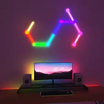 Uzay ışık çubukları RGB led duvar ışık panelleri Ritim Edition 18 Adet, Google ev yatak odası, oturma odası, oyun odası Wifi