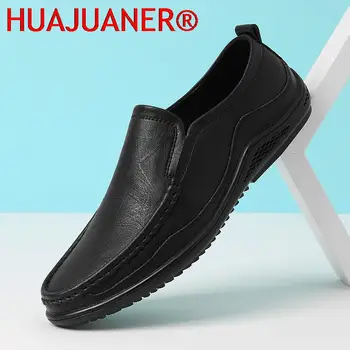 Vintage Erkek Loafer'lar Deri sürüş ayakkabısı gündelik erkek ayakkabısı Erkekler üzerinde Kayma Siyah İş Flats Erkek rahat ayakkabı Moccasins