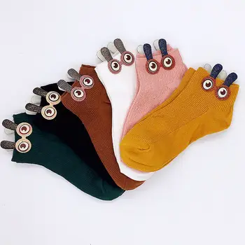 Yeni Moda Büyük Gözler Desenli Şeker Renkler Karikatür komik çoraplar Harajuku Kadın Sevimli Pamuk Kısa Çorap Kawaii Okul Kız Çorap