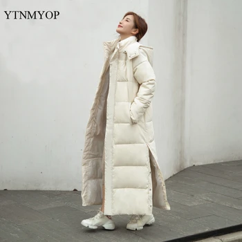 YTNMYOP Uzun Kadın Yastıklı Giyim Artı Boyutu Kış Ceket Kadınlar Kapşonlu Sıcak Parka Katı Kalın Pamuklu Ceket Kar Giyim Yüksek Sokak