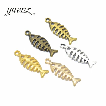 YuenZ 30 adet 5 renk Antik Gümüş balık Charm fit Bilezikler Kolye DIY Metal Takı 26 * 9mm D734