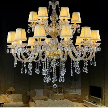 Zarif kristal avize tonları ile oturma odası cam aydınlatma K9 kristal asılı lambalar Vintage kolye ışıkları