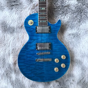 çin'de yapılan yüksek kaliteli elektro gitar gül ahşap klavye 22 fret krom donanım mavi renk gitar