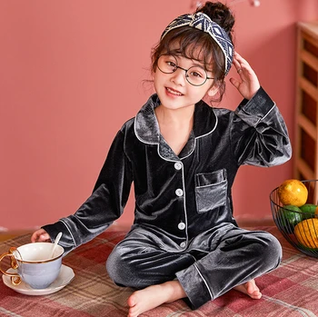 çocuklar Noel Mercan kadife pijama seti Pijama kızlar için kış sıcak Pazen uzun kollu pijama takım elbise erkek yeni yıl ev tekstili