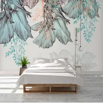 Özel Fotoğraf Duvar Kağıdı 3D Tropikal Bitki Yaprakları Duvar Resimleri Oturma Odası Yatak Odası Ev Dekor duvar tablosu Papel De Parede Duvar Kağıtları