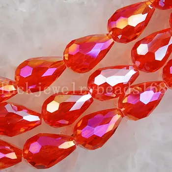 Ücretsiz kargo Kadın moda takı 10x15mm AB Kırmızı Kristal Faceted Gözyaşı dağınık boncuklar 50 adet FG3689